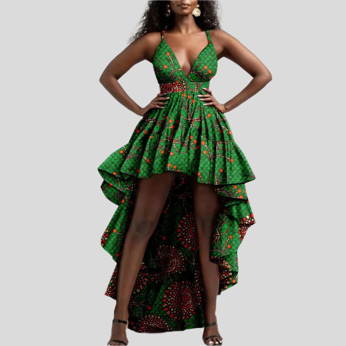 NNEKA African Sleeveless Ankara Print Maxi Dress