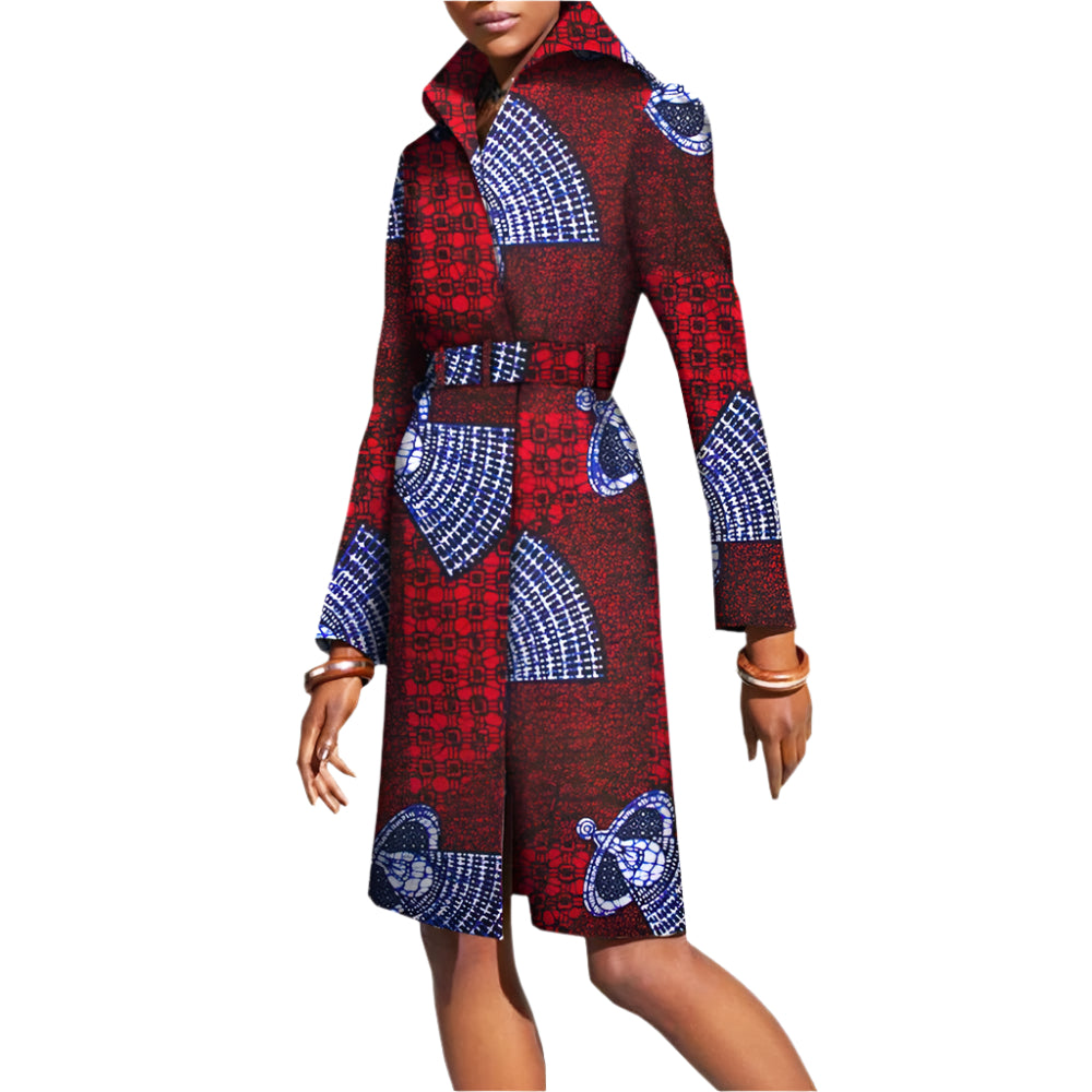 NNEKA Women`s African Print Long Sleeve Outwear Coat Jacket